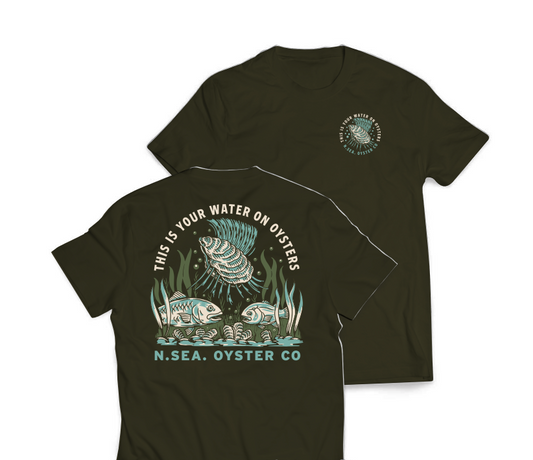 N. SEA. Water on Oysters T-shirt- Dark Gray